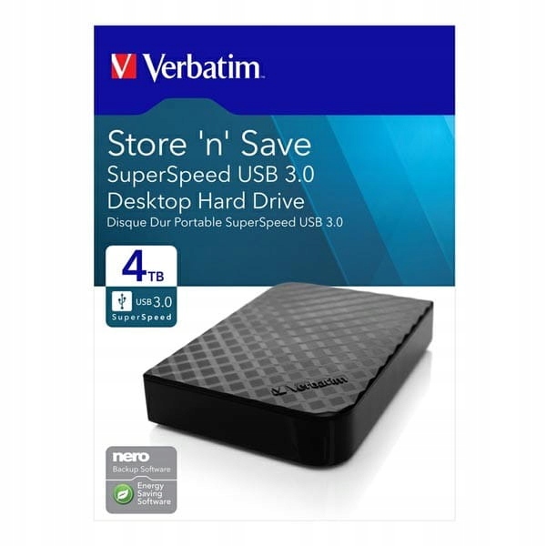 Verbatim zewnętrzny dysk twardy, Store N Save, 3.5, Usb 3.0 (3.2 Gen 1),
