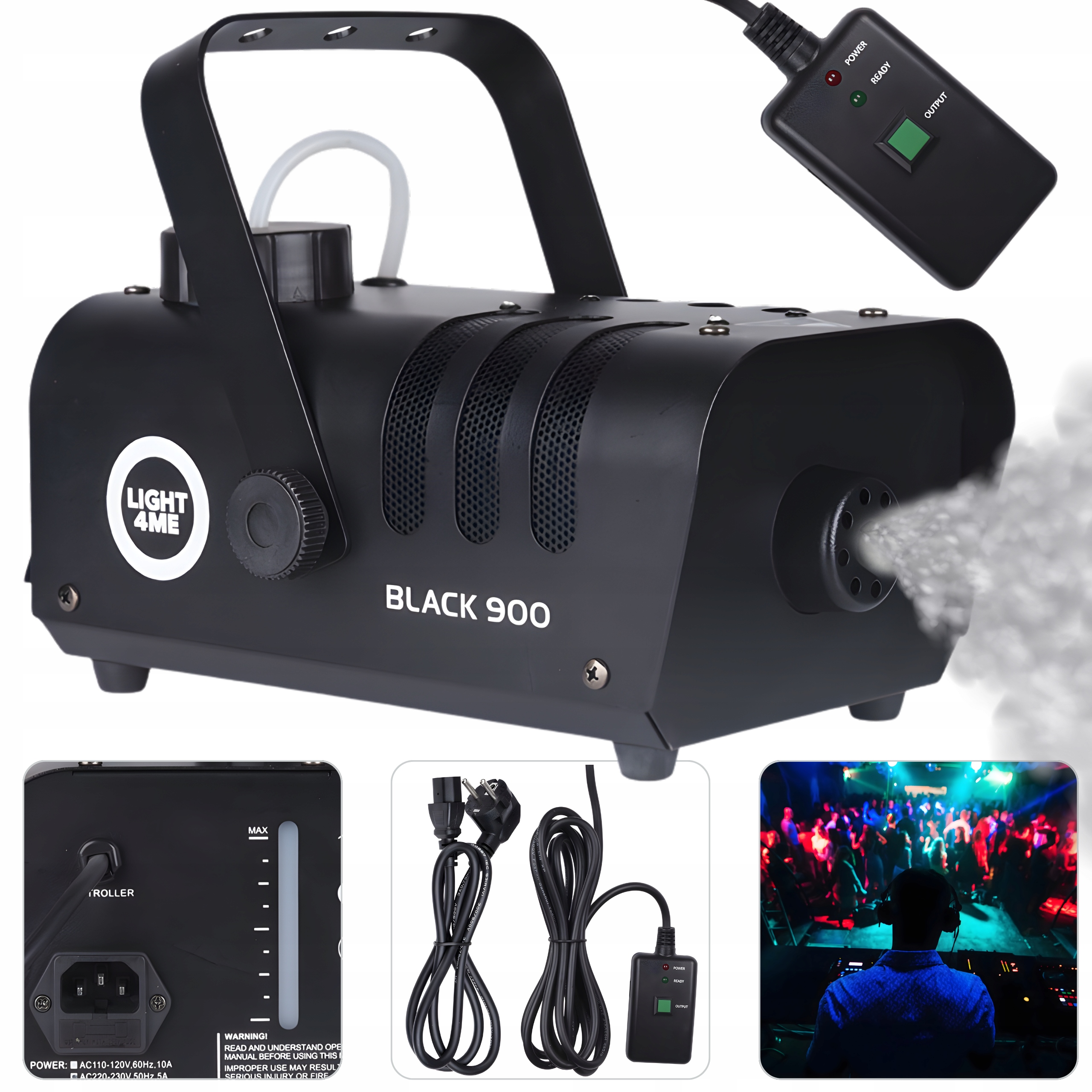 Výrobník Mlhového Kouře 900W Výkonný Kouřový Stroj Na Párty Kouř LIGHT4ME