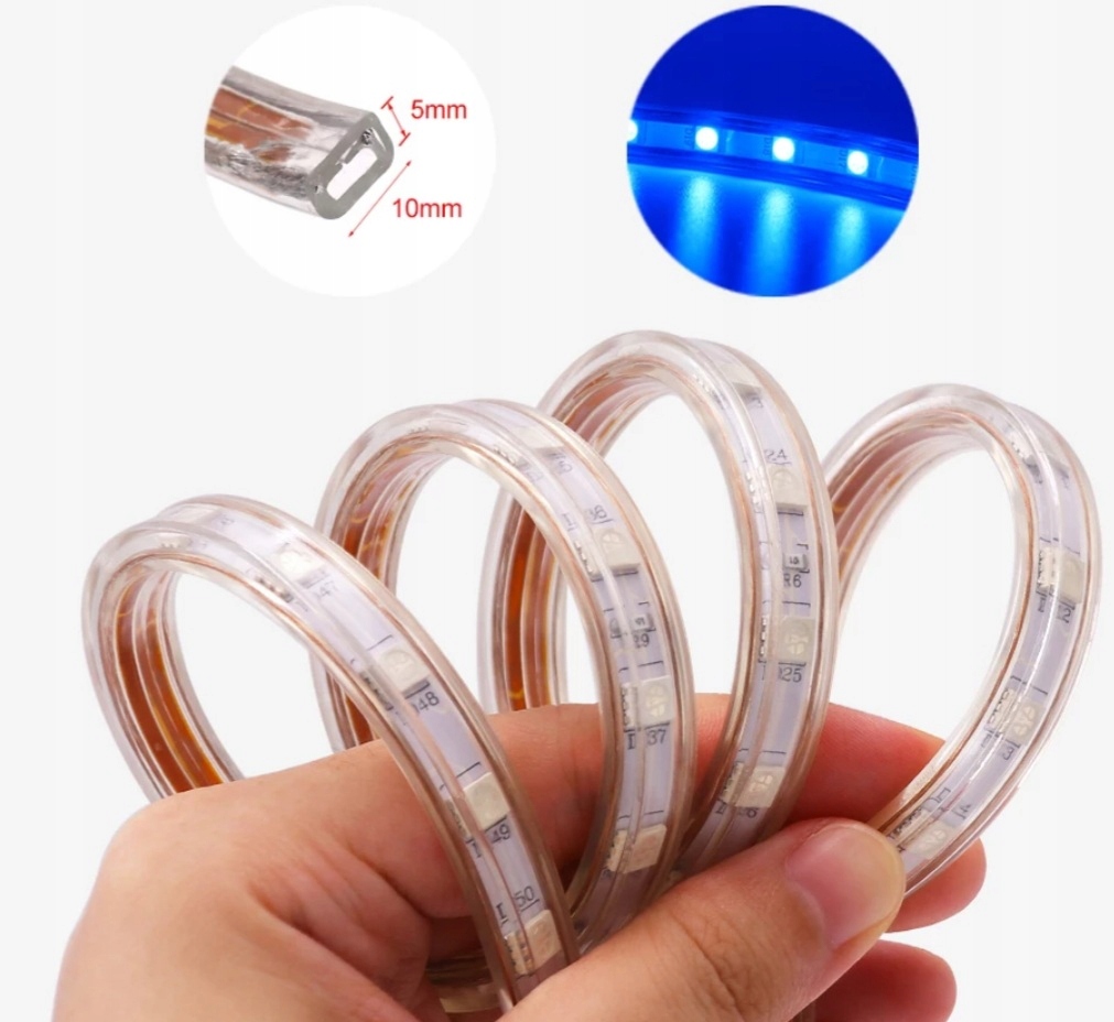 TAŚMA LED 5050 NIEBIESKA WODOODPORNA 4.8W Moc 8 W