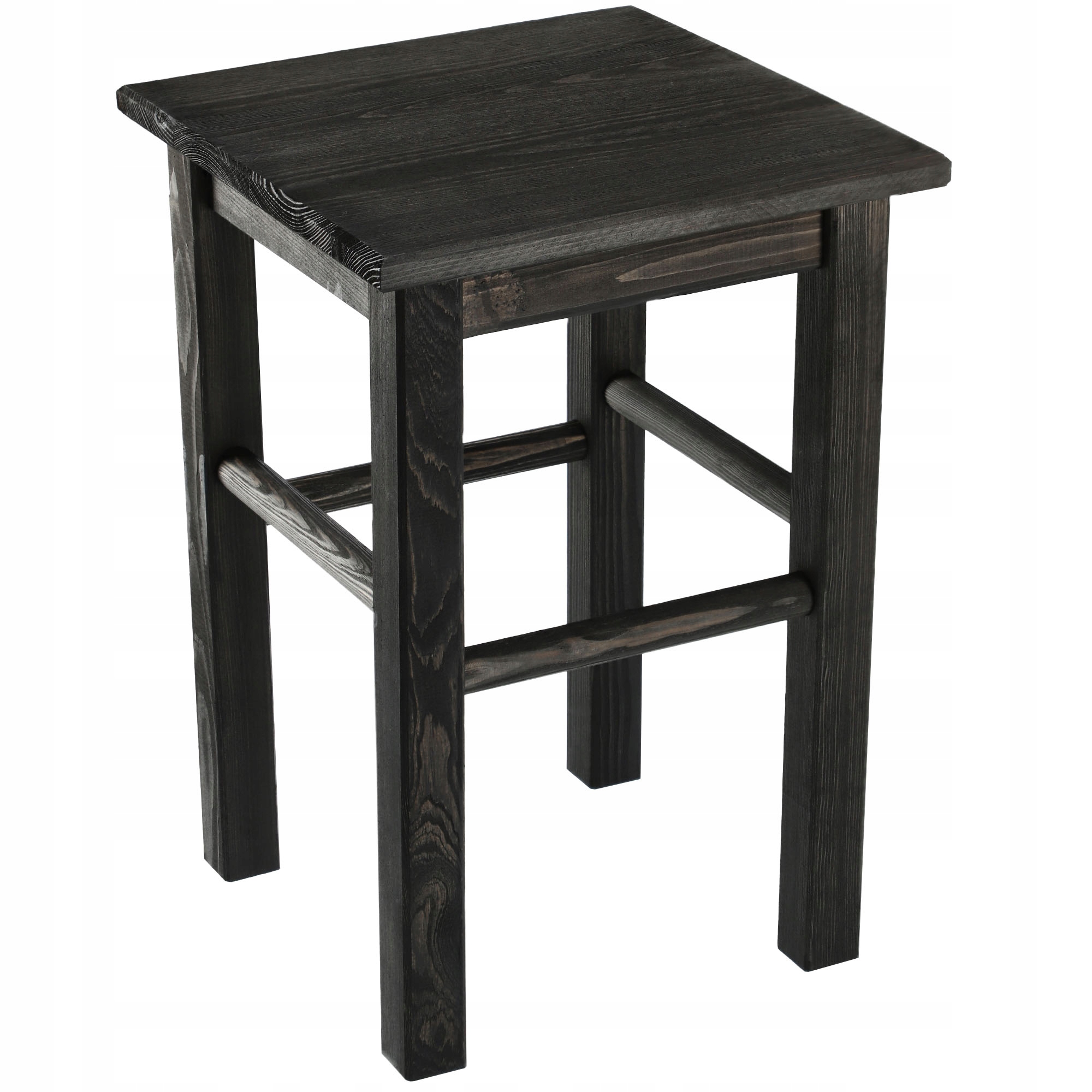 Dřevěná Stolička Kuchyňská Masivní Černá Čtvercová