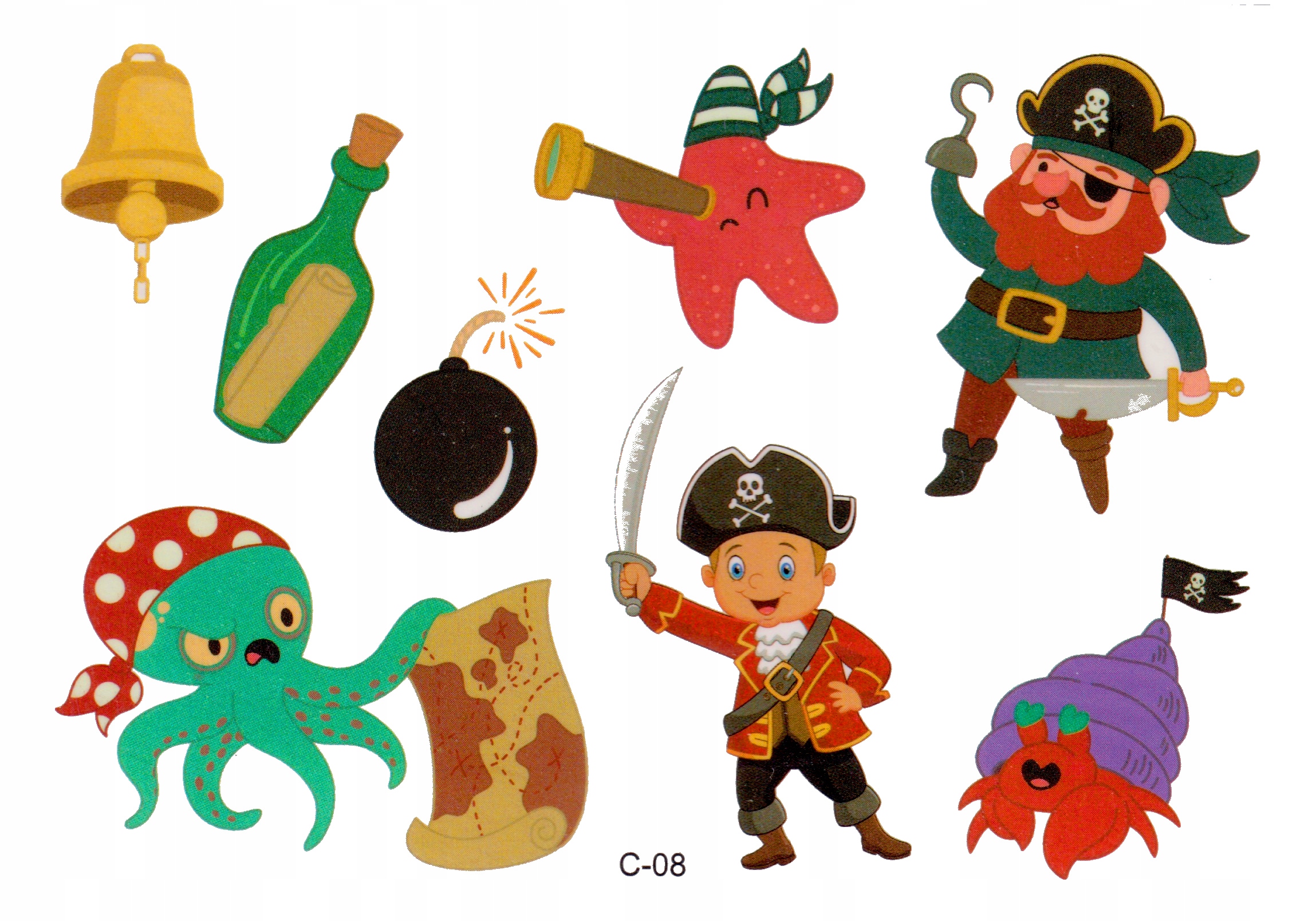 

Tatuaże zmywalne tymczasowe dla dzieci piraci