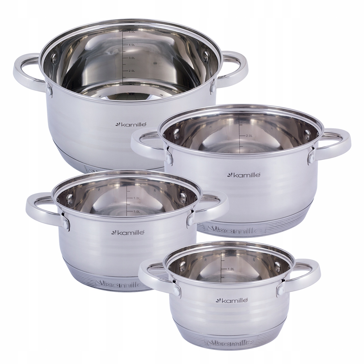 Zestaw garnków Kamille stal nierdzewna 8 el. Marka Kamille