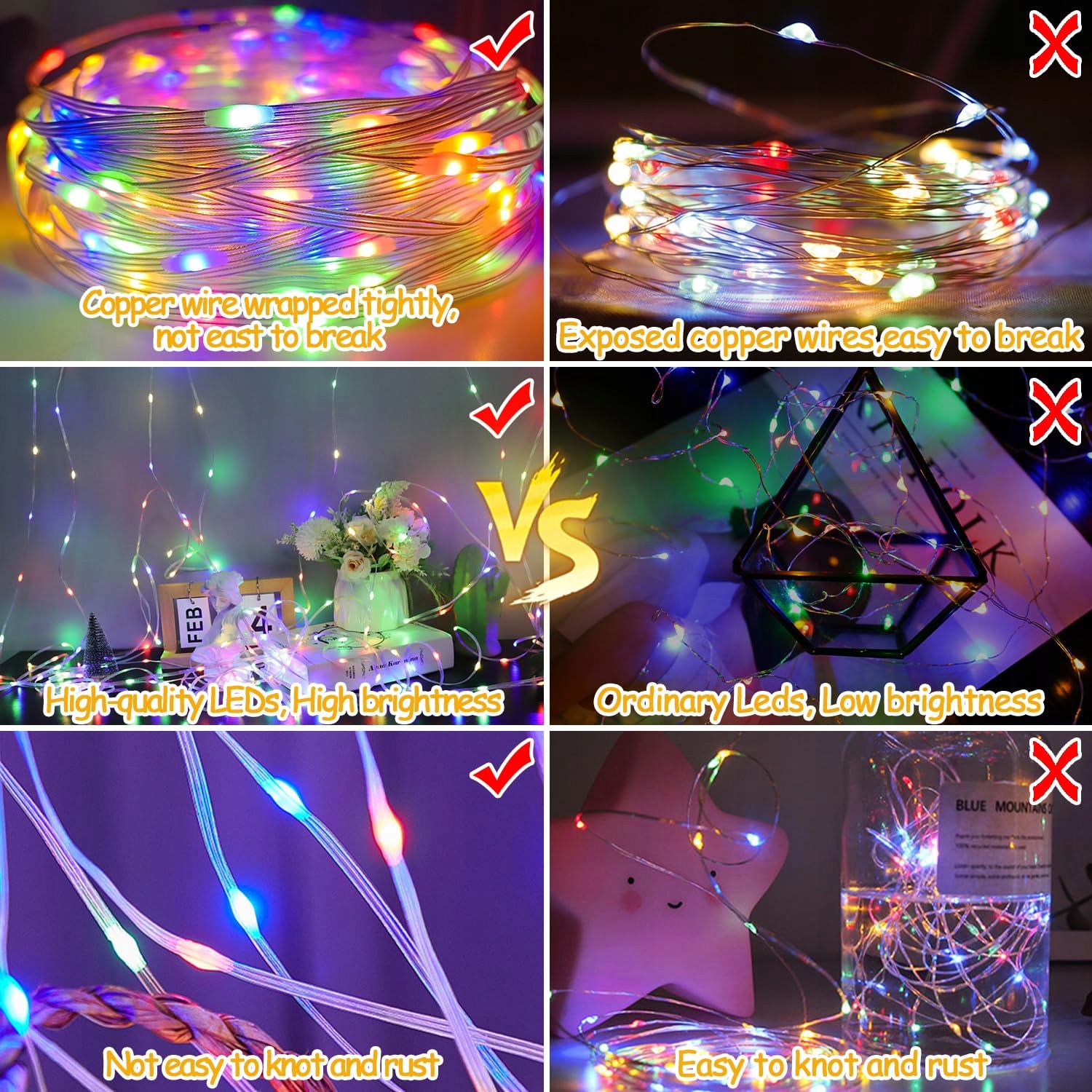 MOLVCE Lampki LED 10M 100 LED Wodoodporne Na Zewnątrz i Wewnątrz Timer — miniatura 6