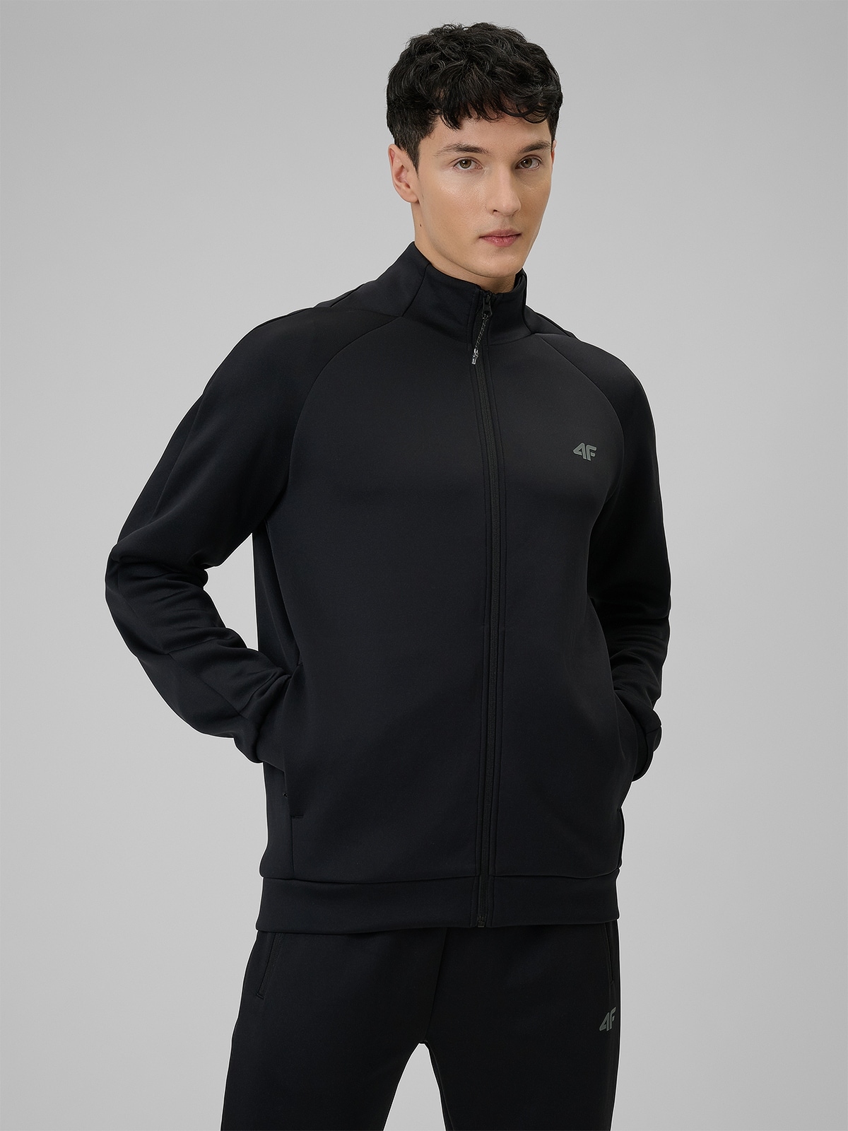 4F Rozepínací Mikina Pánská Černá Rychleschnoucí S