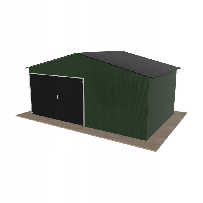 Plechová garáž 5.5 x 3.5 m, jednopolohová, sedlová, zelená
