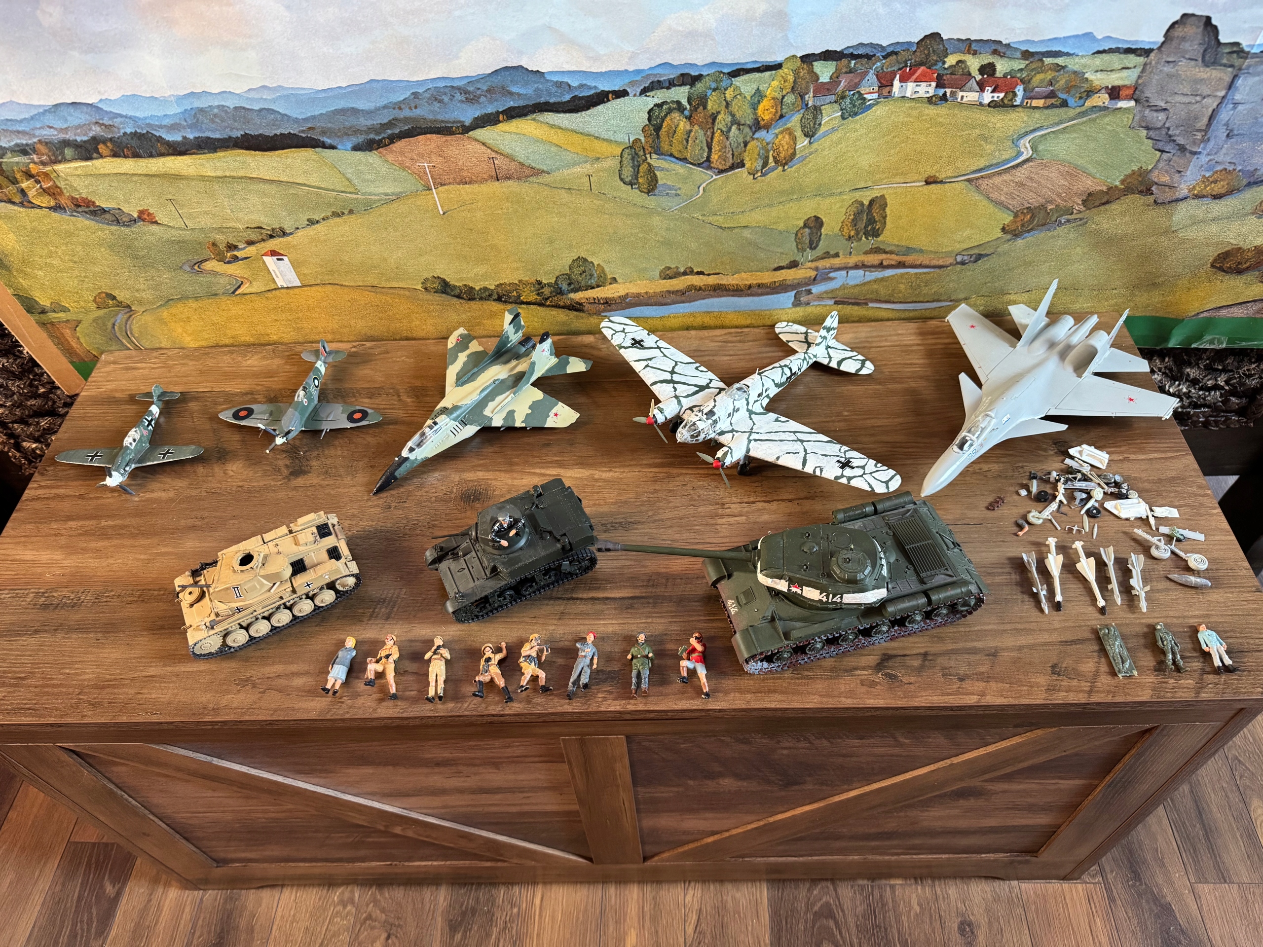 Zestaw czołgów, samolotów, modele