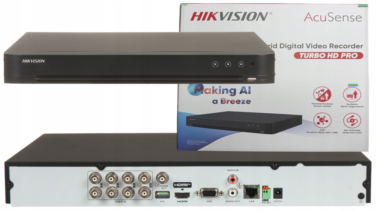 Rejestrator hybrydowy 5w1 Hikvision iDS-7208HQHI-M2/XT 8ch, AcuSense, Pro+