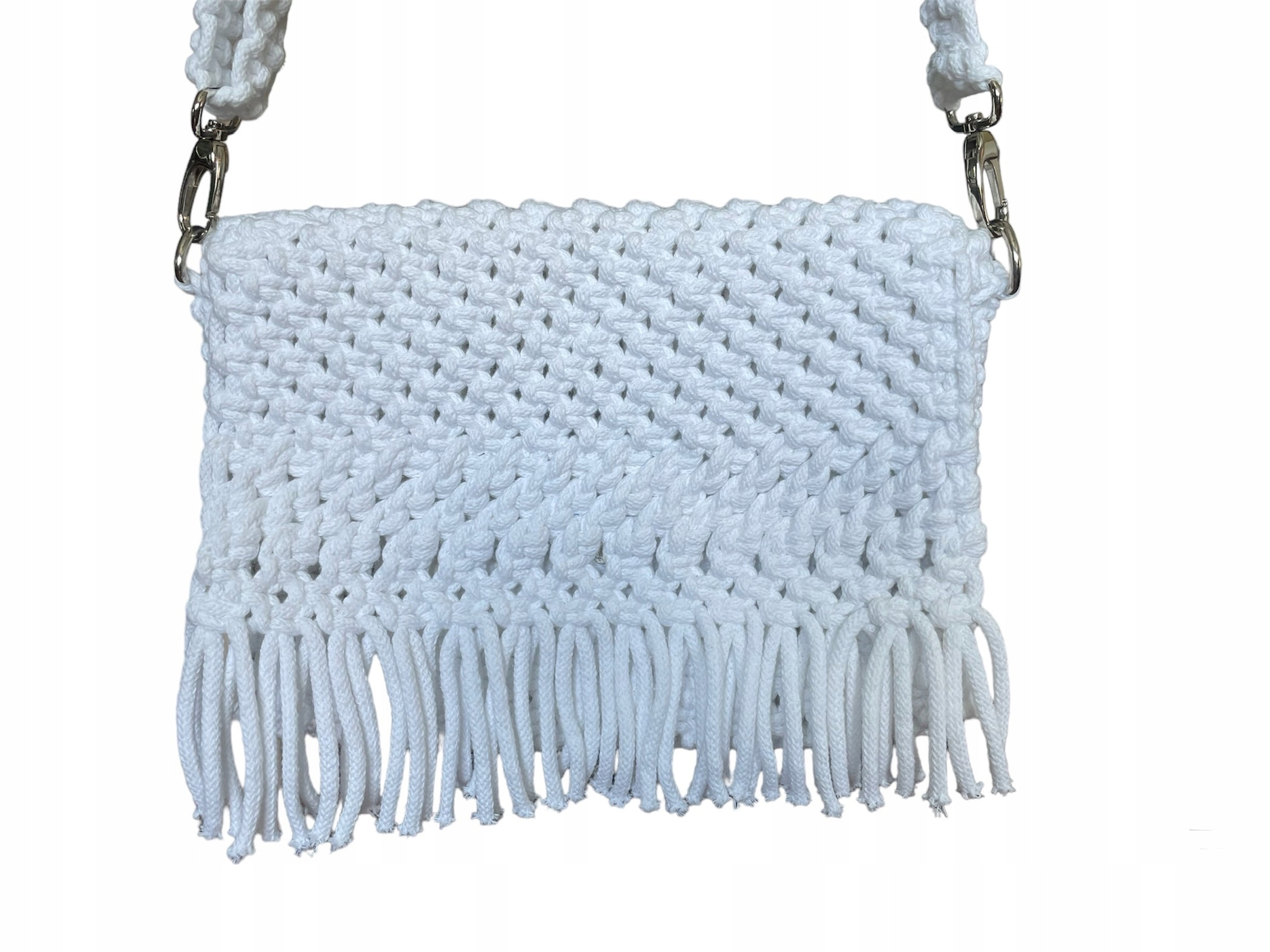 Kabelka z macrame velká pletená přes rameno bílá