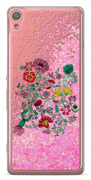

etui płynny brokat kwiaty boho do Sony Xperia Xa