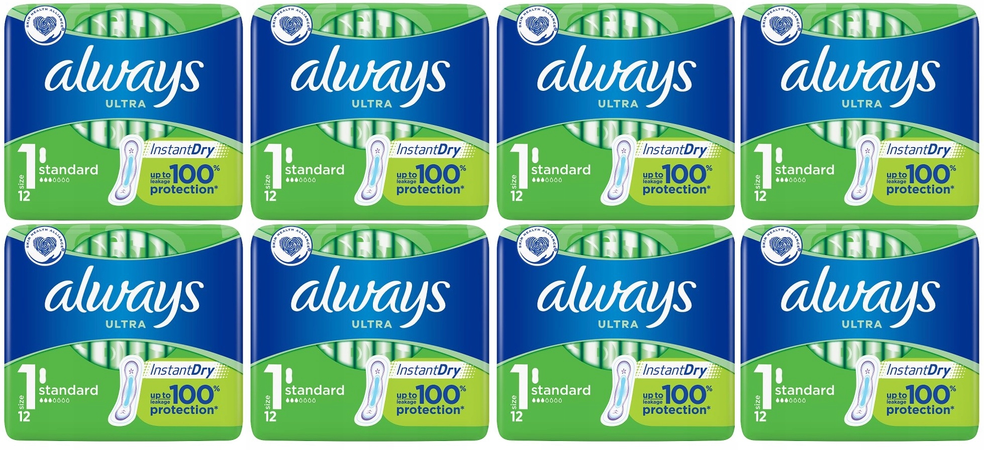 

Podpaski Always Ultra Standard 12 sztuk x 8