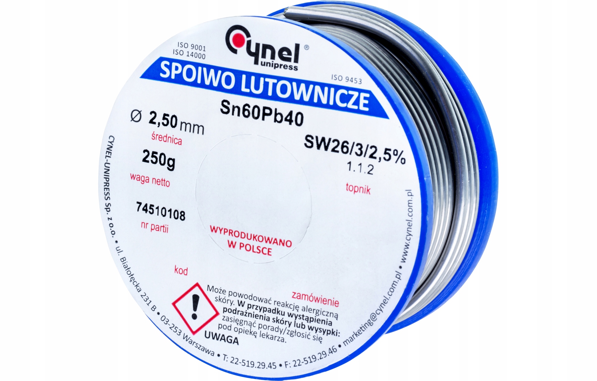Cynel Pájecí pojivo 2.5 mm 250 g Sn60Pb40 SW26 pro práci