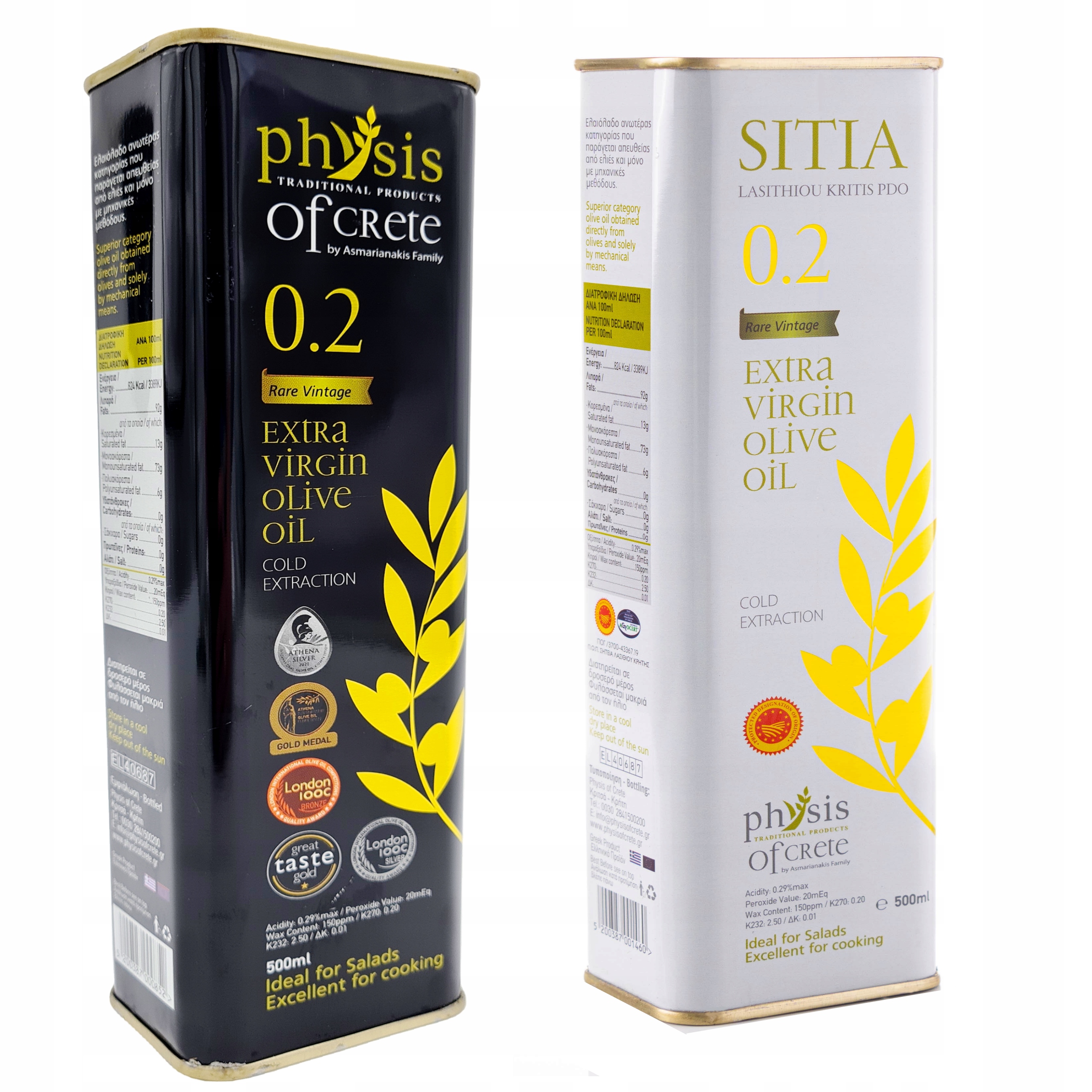 Levně Extra panenský olivový olej 2x0,5 l Řecká Physis of Crete 0,2 Sada