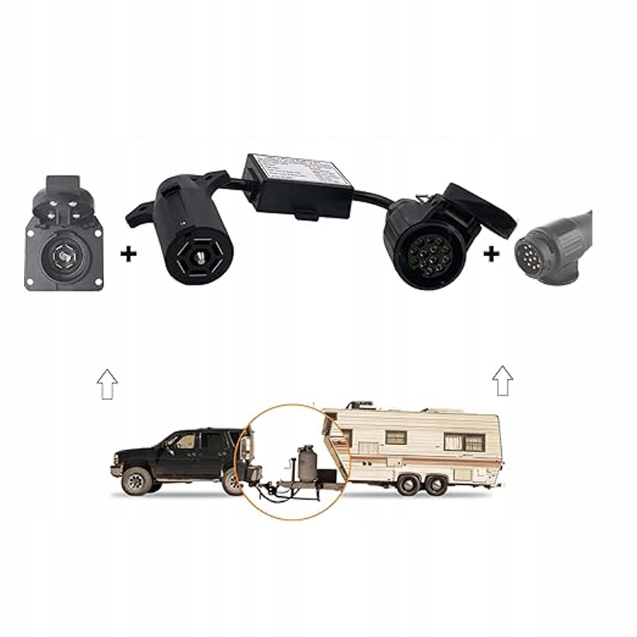 GNIAZDO HAKA ADAPTER PRZEJŚCIÓWKA Z USA NA EU 7PIN Producent części 3F Quality