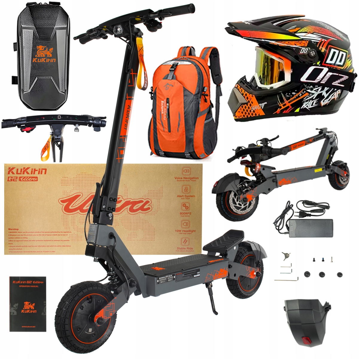 Kukirin G2 Ultra elektrické vozidlo 2000W 55km/h 55KM 48V18Ah 10" dárky
