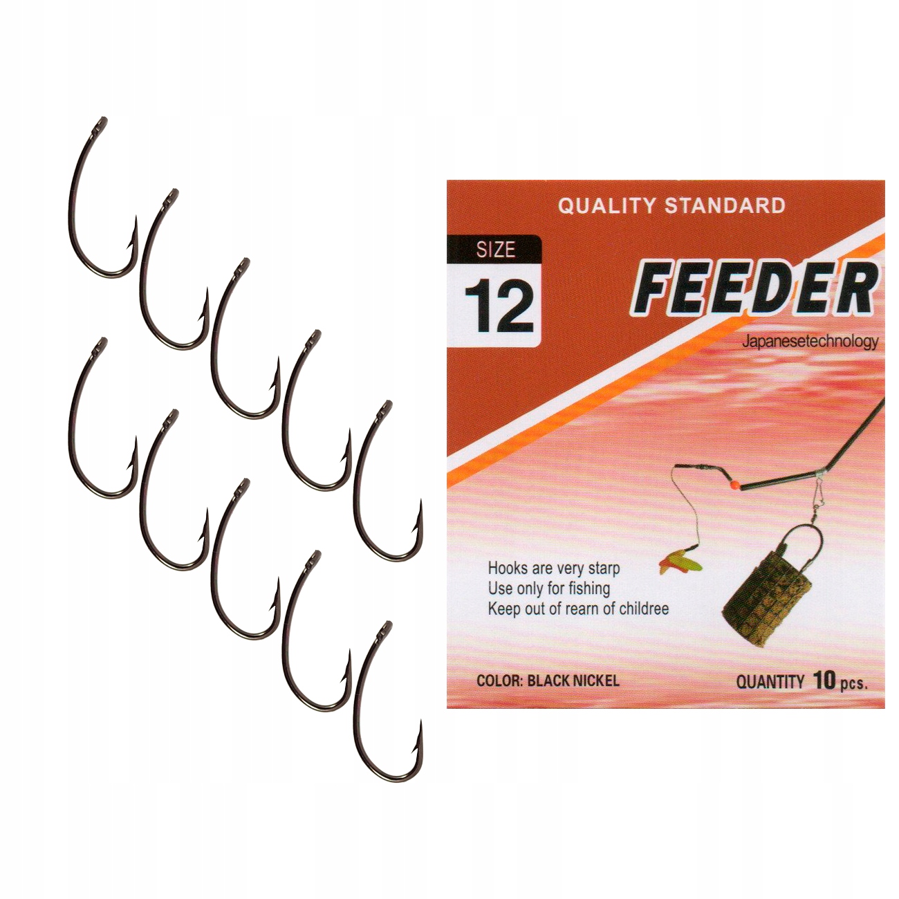Haczyki wędkarskie z oczkiem Feeder Miracle Fish 10szt rozmiar 12