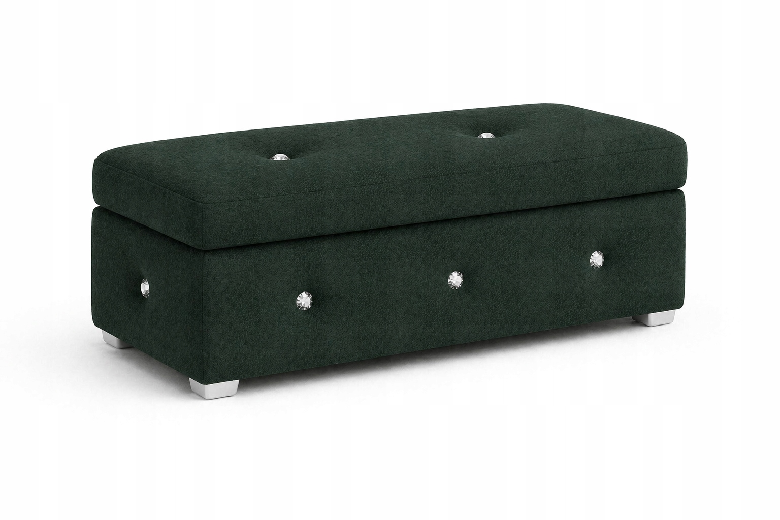 Taburet s úložným prostorem Glamour 80x40 Čalouněná skříň Otevíratelná bota. zeleň