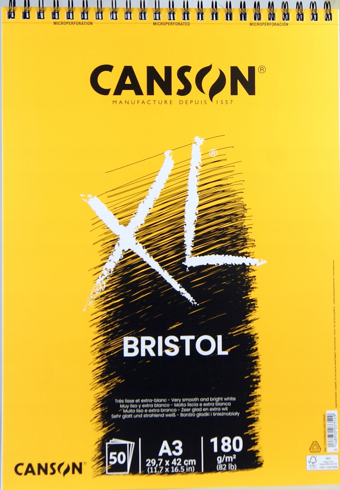 Bílý blok na kreslení Školní bloky A3 50 listů 180g XL Spirála Canson