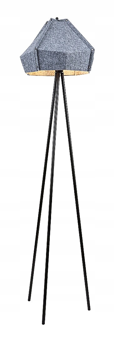 Stojací lampa trojnožka černá popelavá s plstěným stínítkem Rabalux