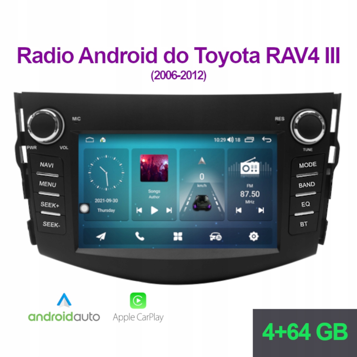 Rádio Android Toyota RAV4 III Android Auto Carplay Sim Wi-Fi 4+64 Gb