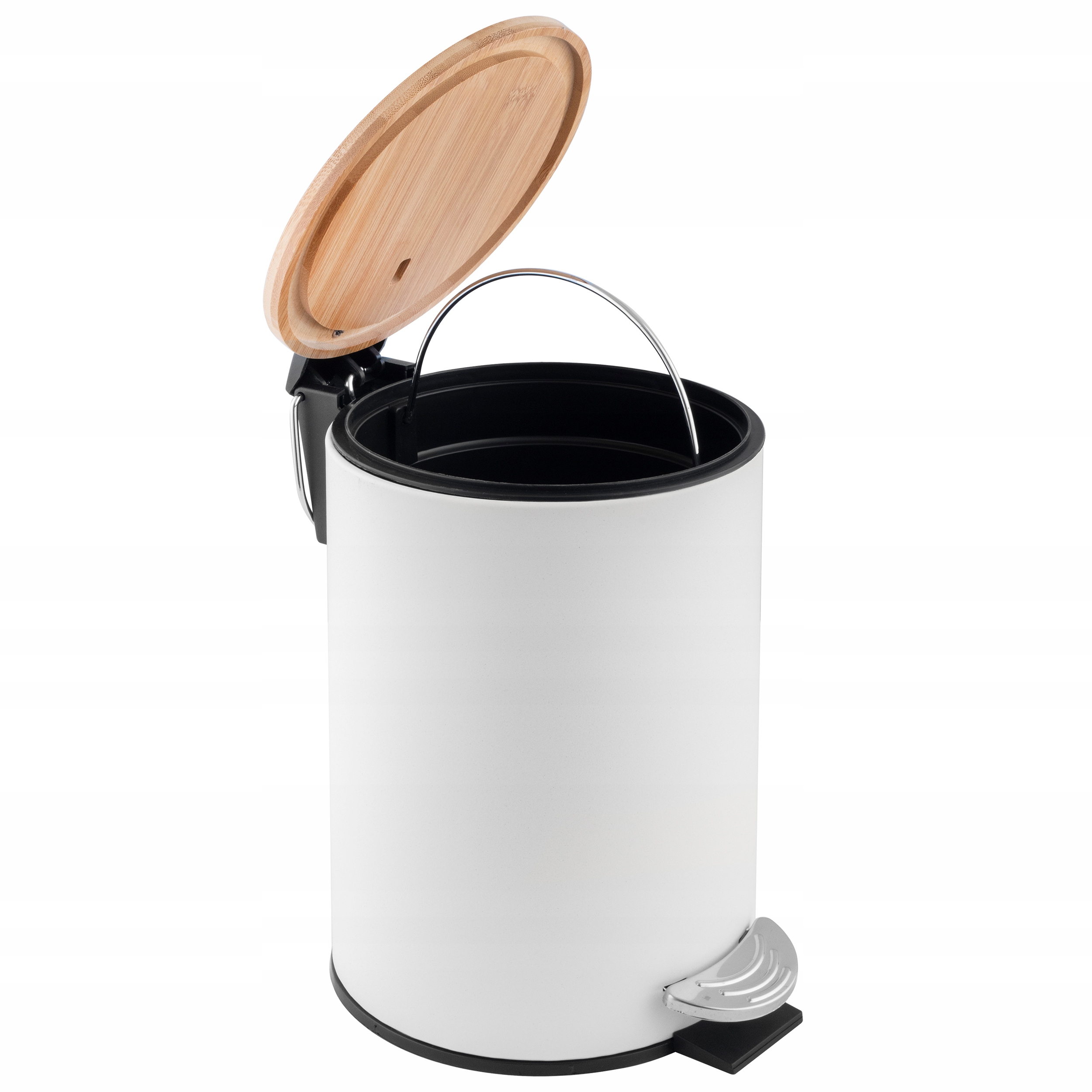 KOSZ NA ŚMIECI 3L Z KLAPĄ BIAŁY BAMBUS LOFT OWALNY SOFT CLOSE Pojemność 3 l