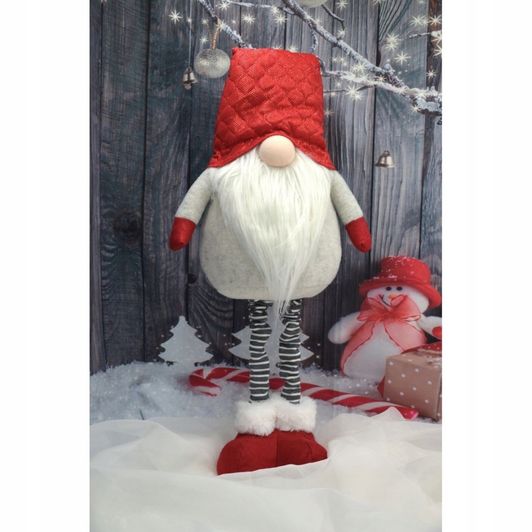 SKRZAT DUŻY TELESKOPOWE NOGI STOJĄCY GNOM ŚWIĄTECZNY MIKOŁAJ KRASNAL OZDOBA Wysokość produktu 115 cm
