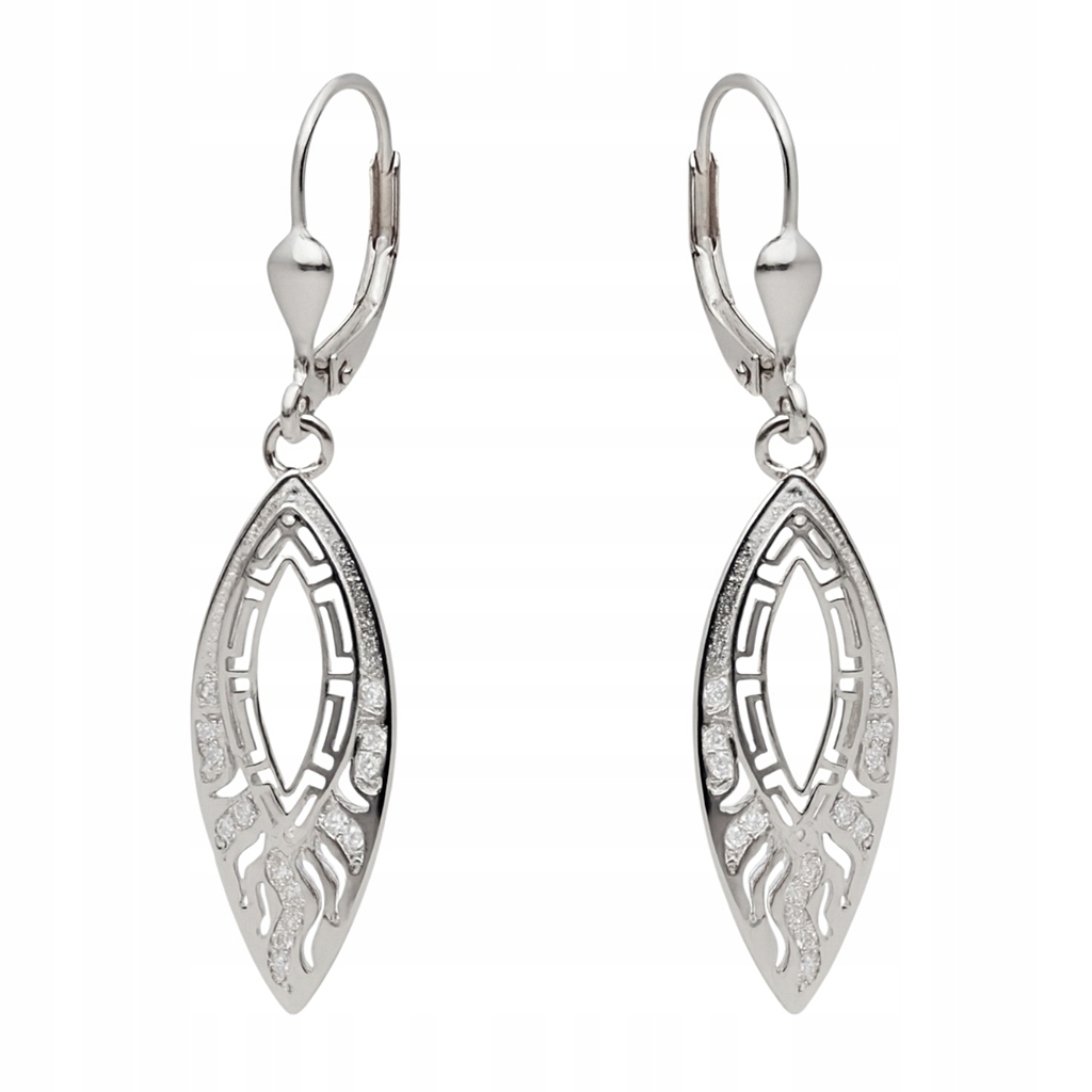 Stříbrné náušnice Ag 925 s rhodiovaným řeckým vzorem a zirkony IM0640925ER