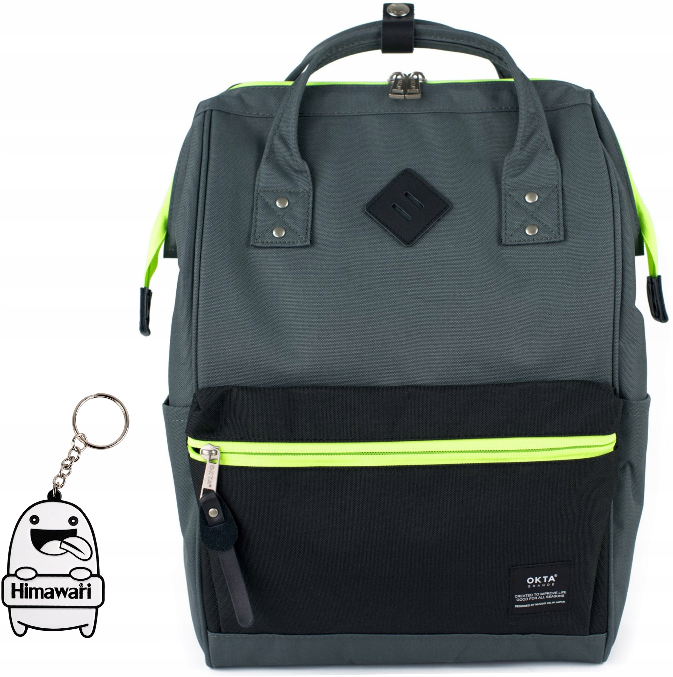 Batoh Himawari Okta Neon M prostorný univerzální Usb, módní, šedý