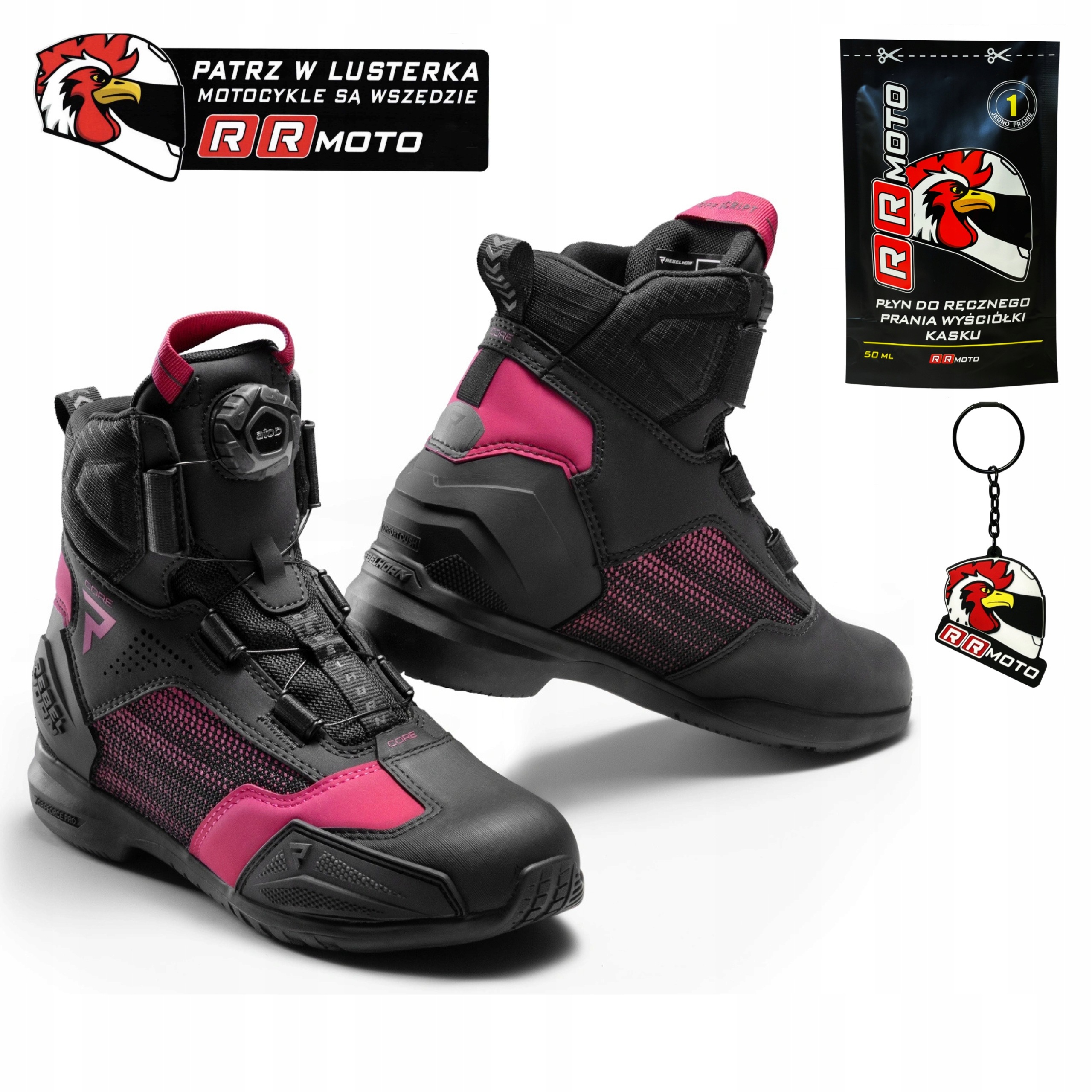 Krátke motocyklové topánky Rebelhorn Core Black/pink čierna ružová Darčeky