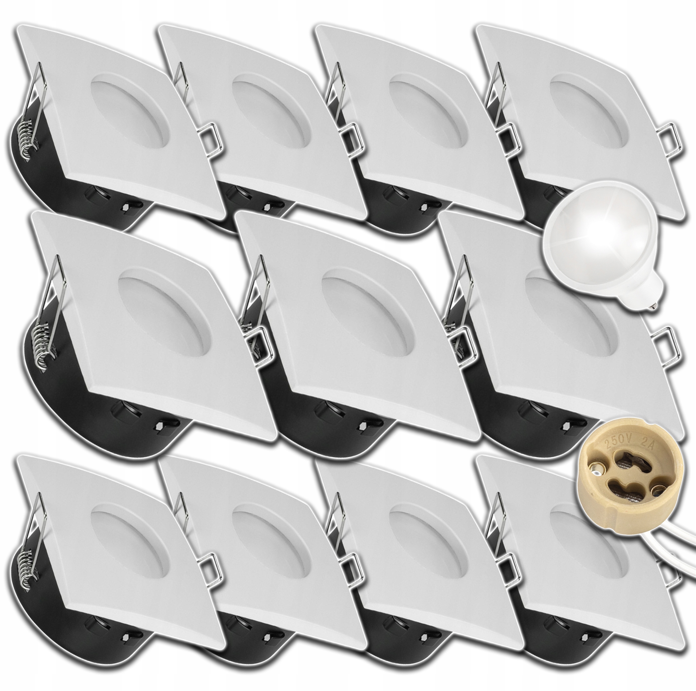 11xHERMETICKÉ Svítidlo Halogen GU10 Na Podbití+led Žárovka 1,5W Neutrální