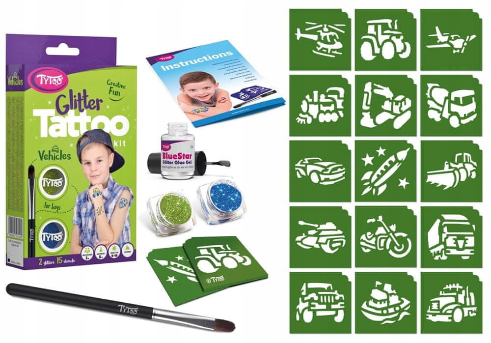 Tatuaże Zmywalne Dla Chłopca 3 Latka Naklejki Tatuaże Brokatowe Pojazdy Lux