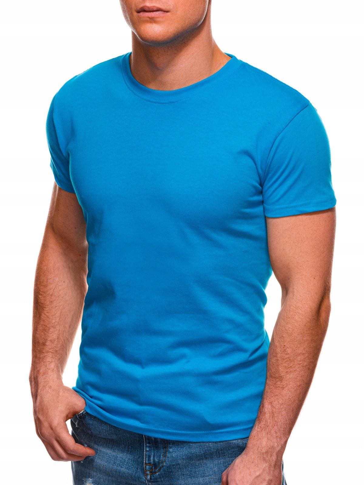 

T-shirt męski basic do jeansów 970S turkusowy L