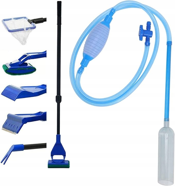 Sada na čištění akvária. Výměna vody 5 v 1 a odmulčovač do akvária.