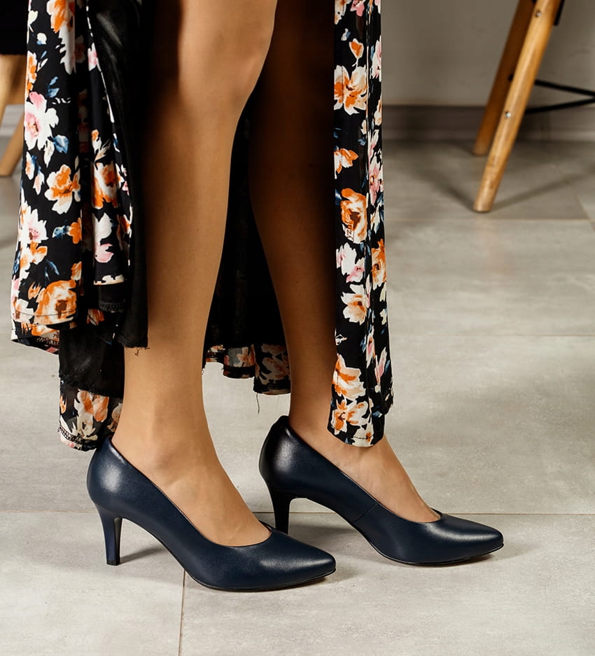 Dámské lodičky Higo z kůže 1057 Tmavě modré 40, Námořnická Modrá