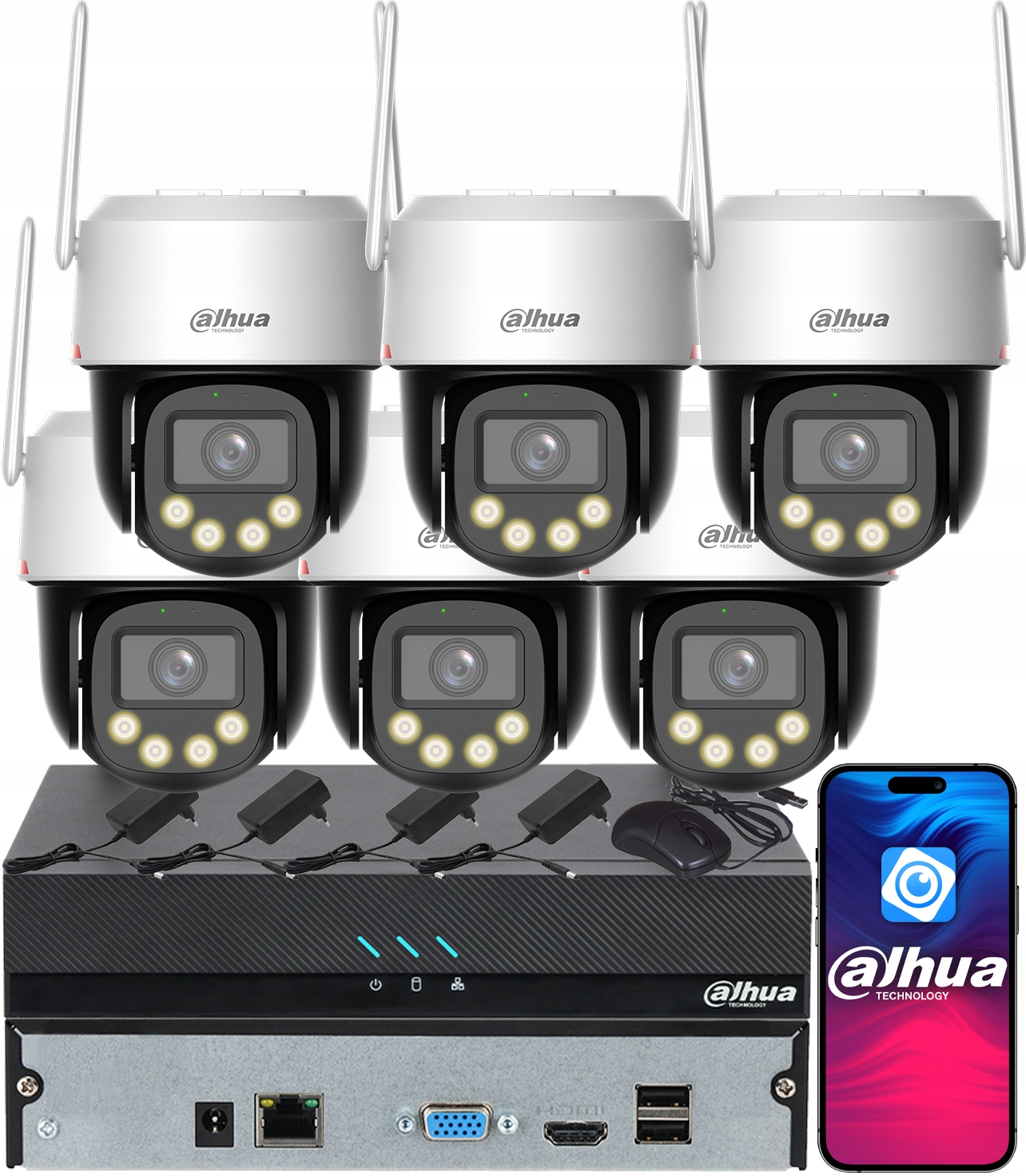 Monitorovací sada Dahua 6 kamer WiFi 5MPx P5F-PV-PRO WizColor Led Ai