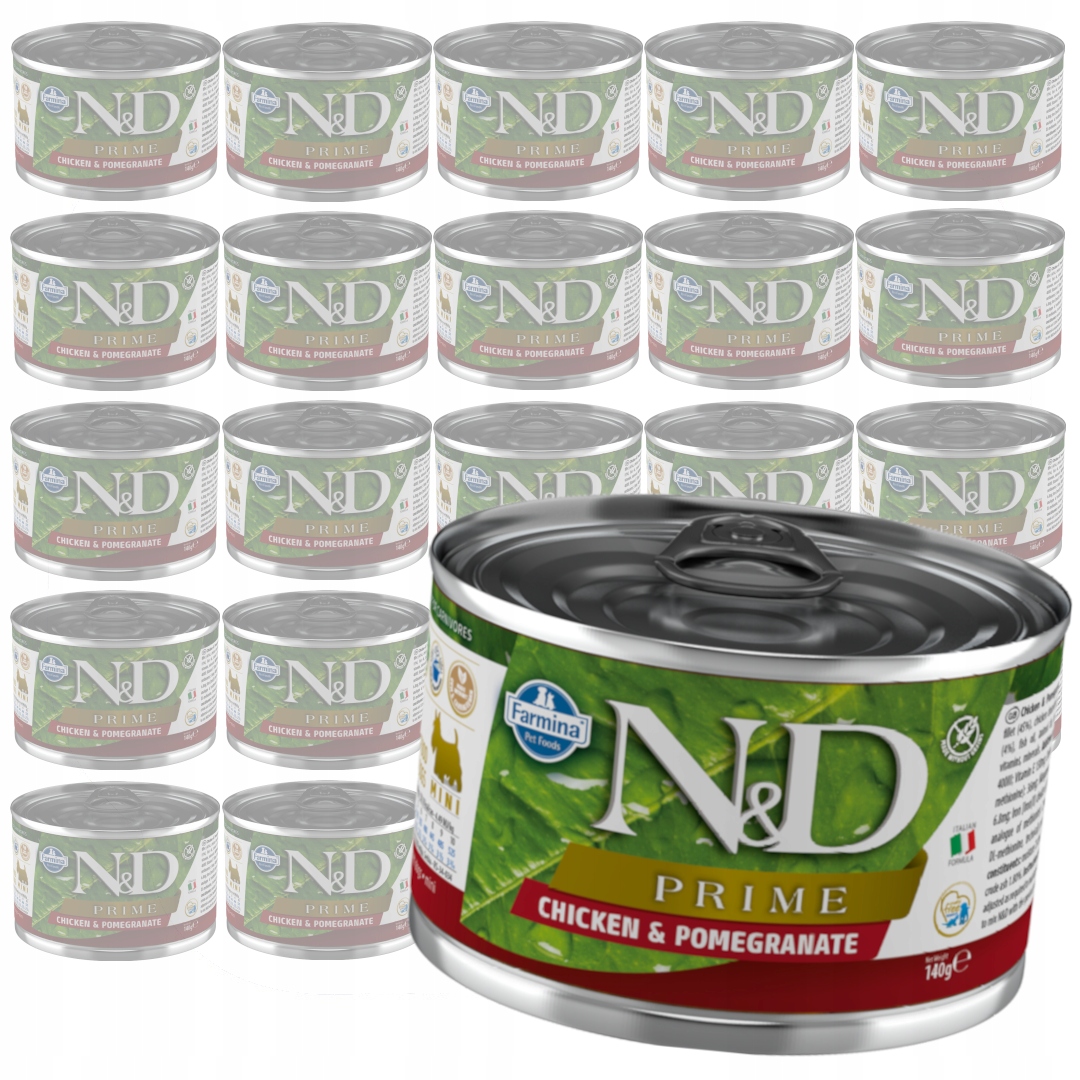 Farmina N&amp;d Prime 24x140g Vlhké Krmivo pro psy s kuřecím masem a granátovým jablkem