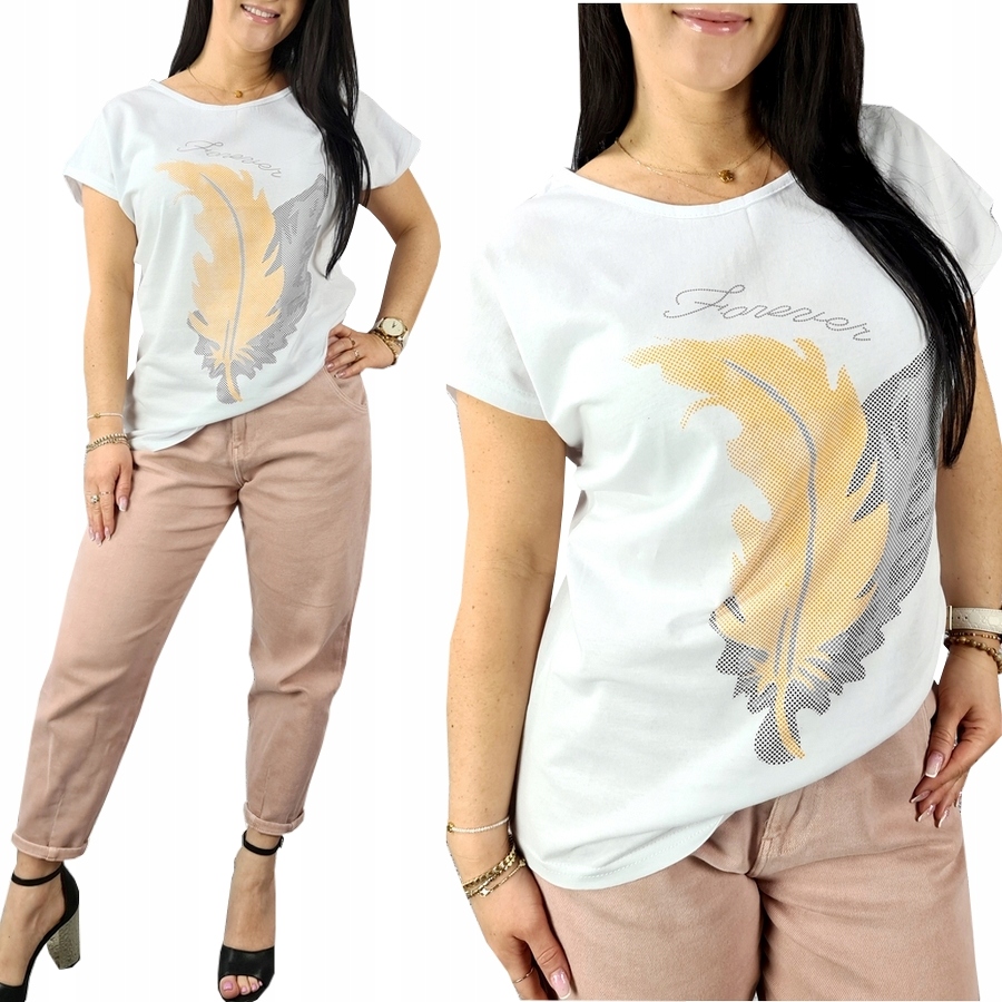 BLUZKA koszulka KOBIECY TSHIRT TOP print WZORY 3XL