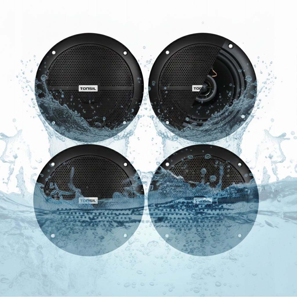 4x stropní reproduktor Tonsil Zgsu 13/2-DR Černý do koupelny, sauny (sada)