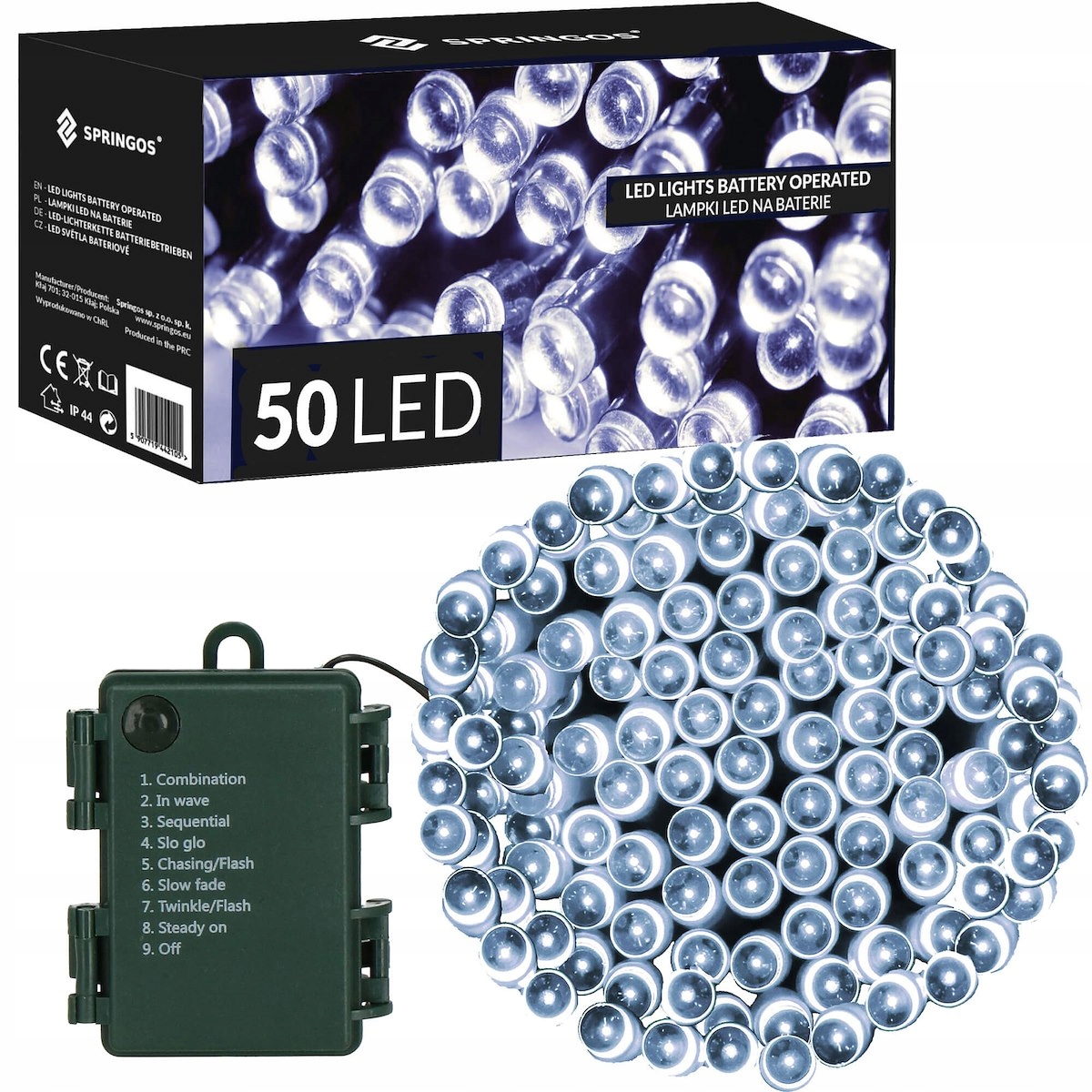 

Lampki Choinkowe Timer Świąteczne Zimne 50LED