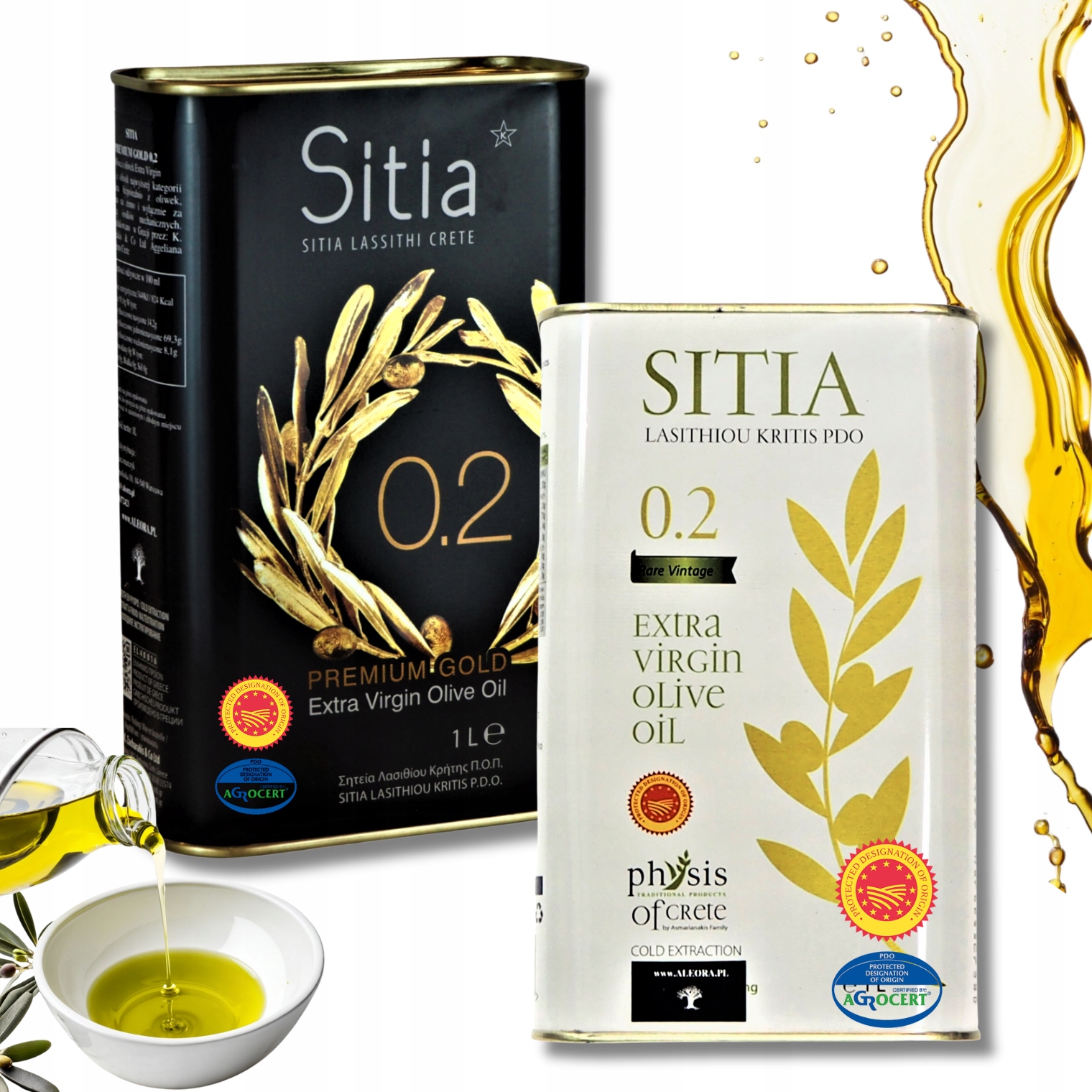 Najlepsza Grecka oliwa z oliwek ex. virgin Premium Sitia 0,2% zestaw 2x 1L