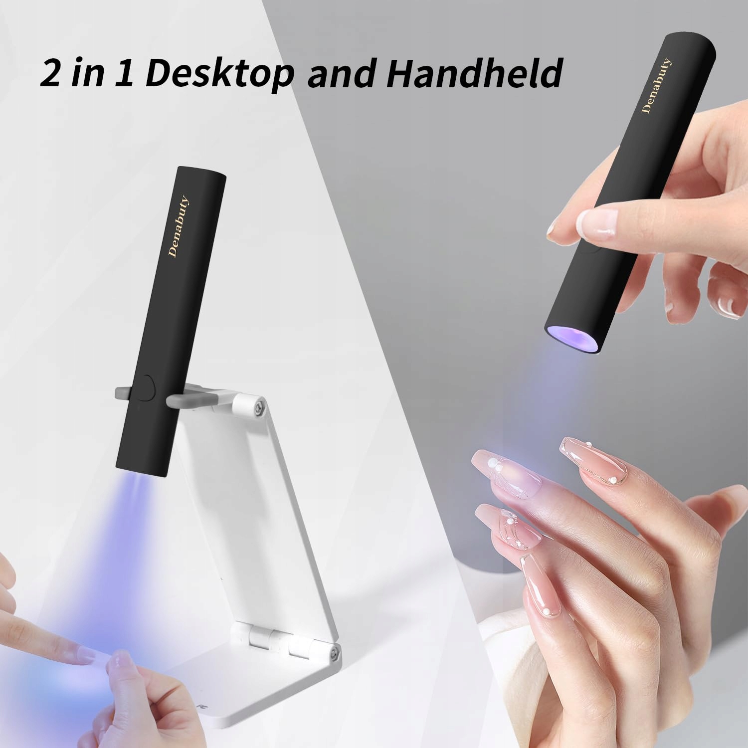 DENABUTY Lampa UV Do Paznokci Mini LED Przenośna Czarna — miniatura 3