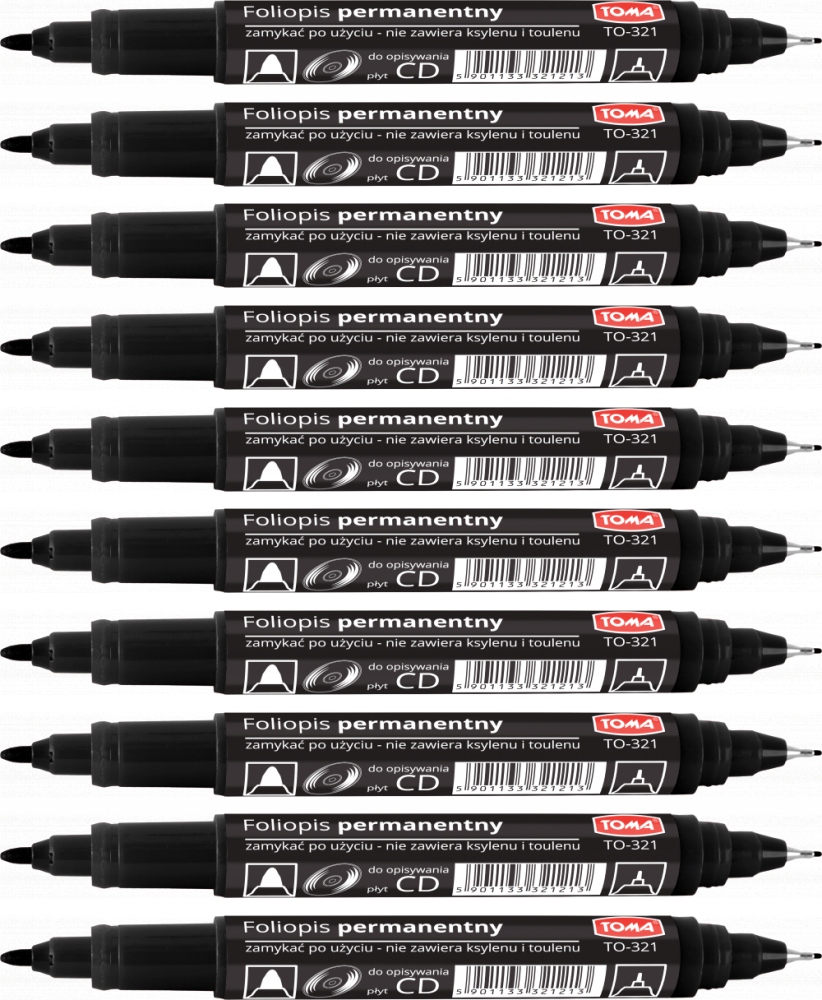 Marker dwustronny płyt CD 0.5mm/1.0mm czarny x 10