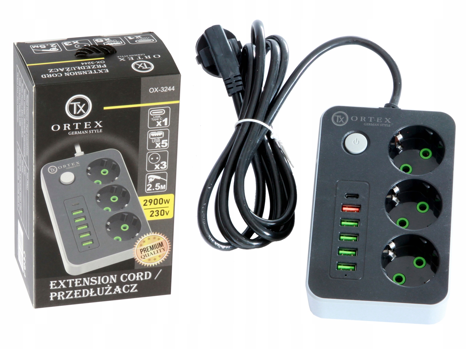 

Listwa zasilająca 2m 3 gniazda 10A 5x Usb 1x Usb C