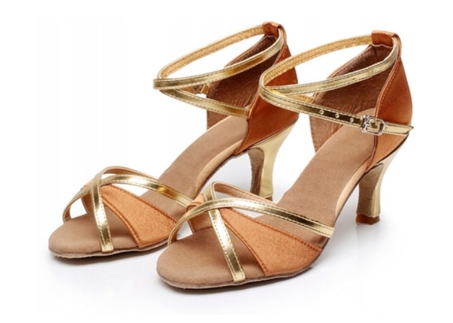 Buty Do Tańca Towarzyskiego Taneczne 7cm Brązowe