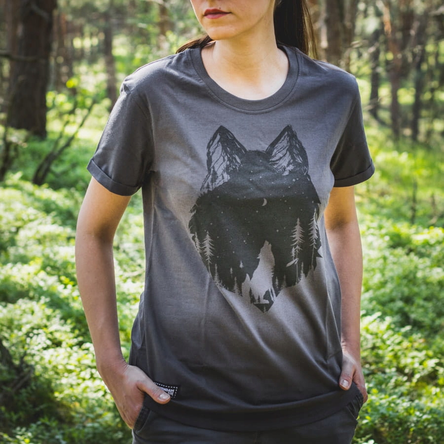 Koszulka turystyczna damska z Wilkiem odblask L Marka inna