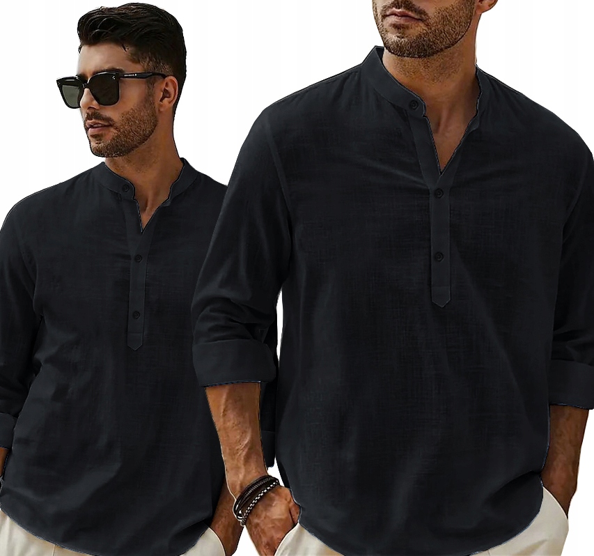 Pánská košile Stojka Casual Bavlněná regular fit Prodyšná na léto