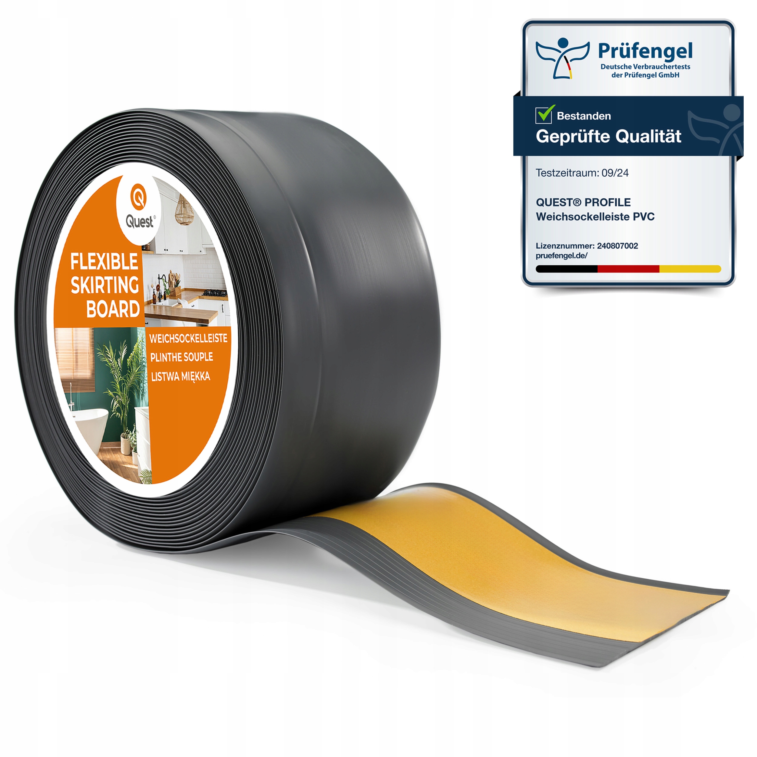 Podlahová lišta soklová, samolepicí Pvc 100/25 tmavě šedá 20 m