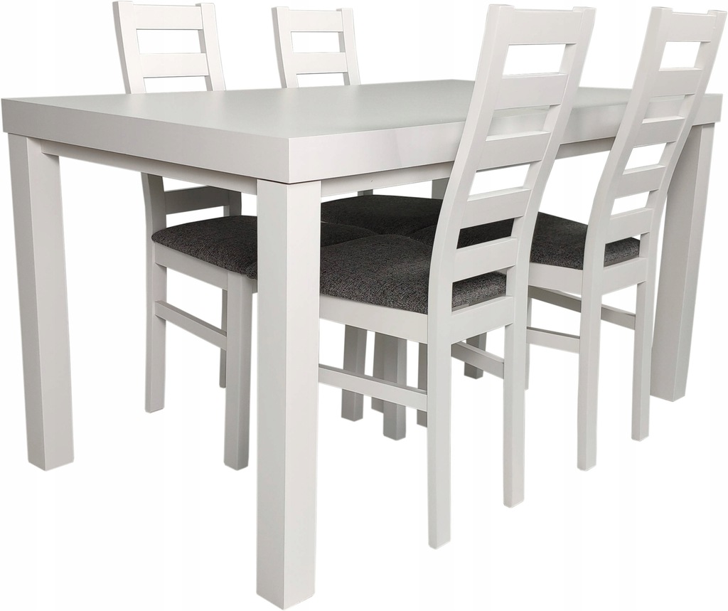 stół 140x80+40 i 4 krzesła Prato Biały Połysk