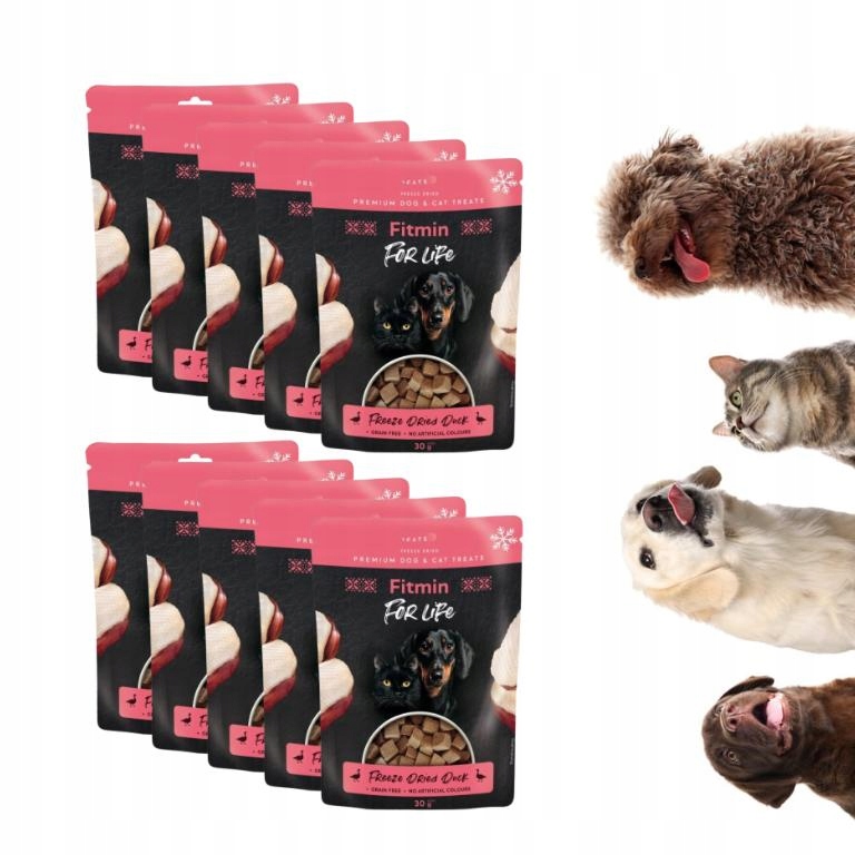 Fitmin For Life Freeze Dried kachní pamlsky pro psa a kočku 10x30 g