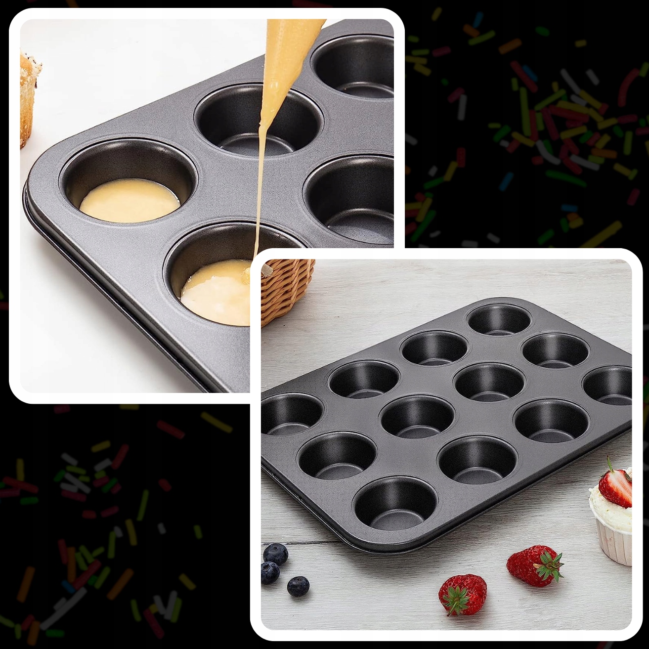 FORMA BLACHA SILIKONOWA DO BABECZEK NA 12 MUFFINEK CZARNA ELASTYCZNA Kod producenta FORMA NA 12 BABECZEK FOREMKA DO MUFFINEK
