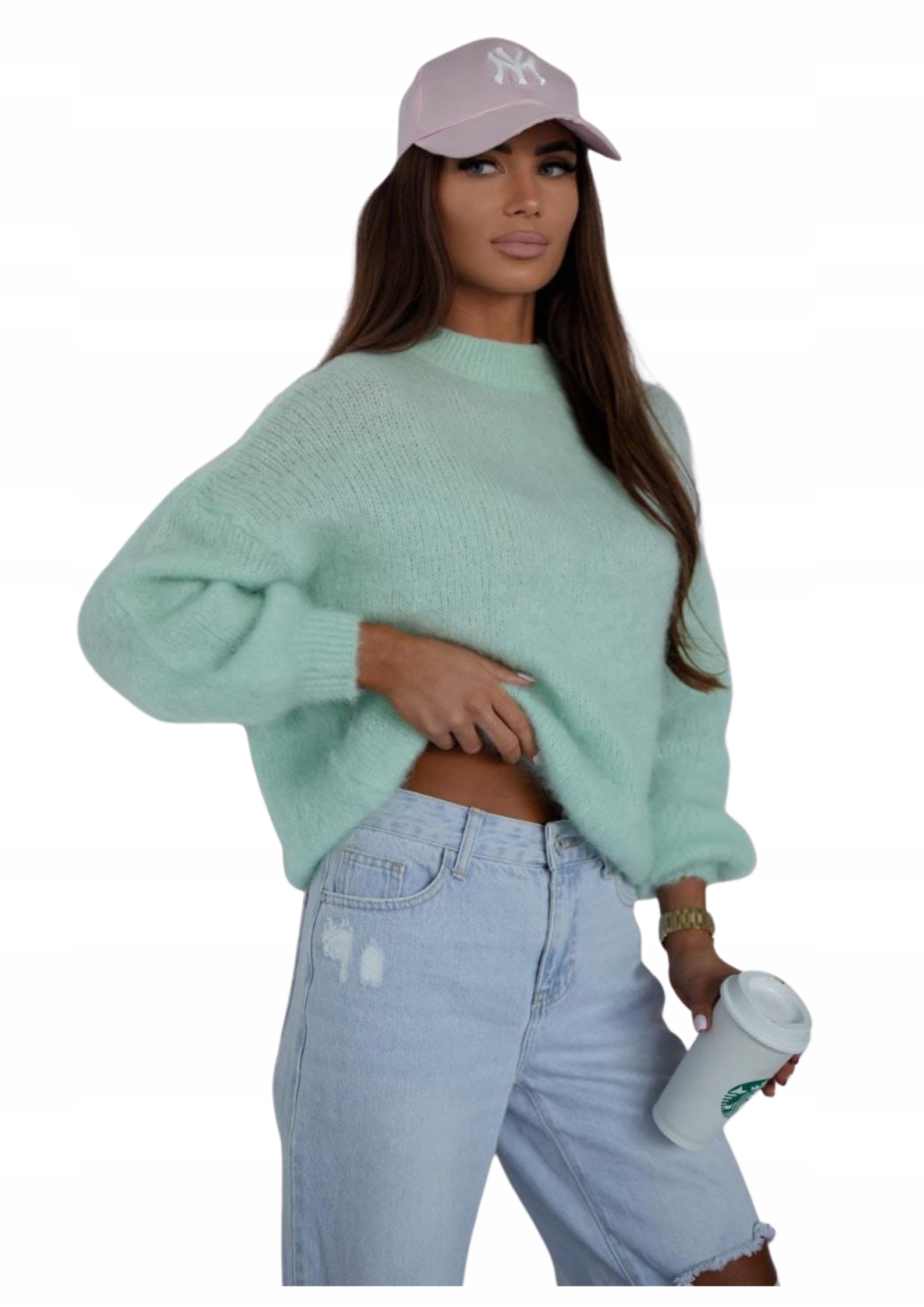 Dámský svetr s mohérem Me Gusta, seledinový